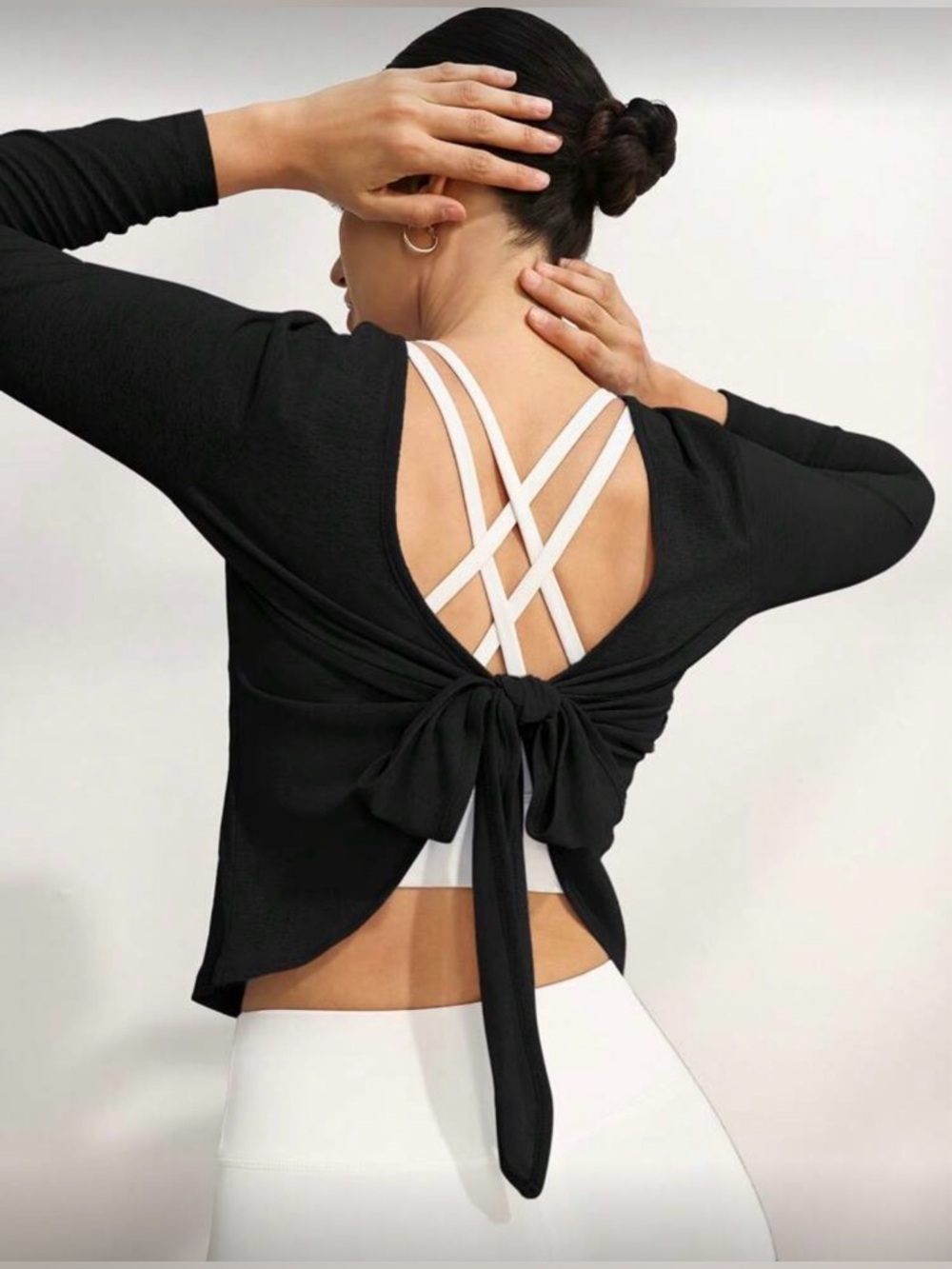 LIKE NEW SHEIN Activina Women's Backless Twist Back L/S Workout T-Shirt - Sz XL